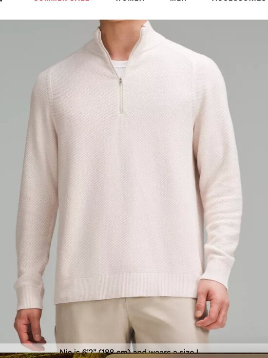 lululemon athletica Other - Lululemon Textured Knit Half-Zip Sweater Quarter-Zip Knit Sweater tan Beige XL